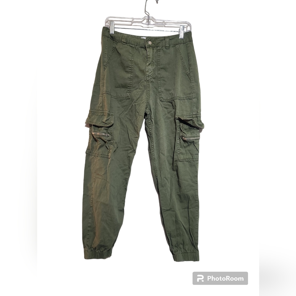 ZARA CARGO JOGGER CAPRIS UTILITY GREEN COTTON SIZE 4 EUC